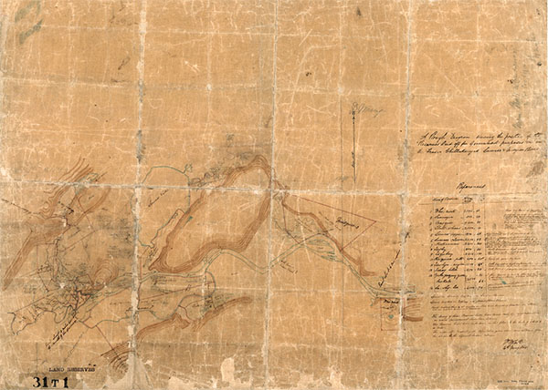 Hand drawn map of the original reserves in the lower Fraser Valley.
