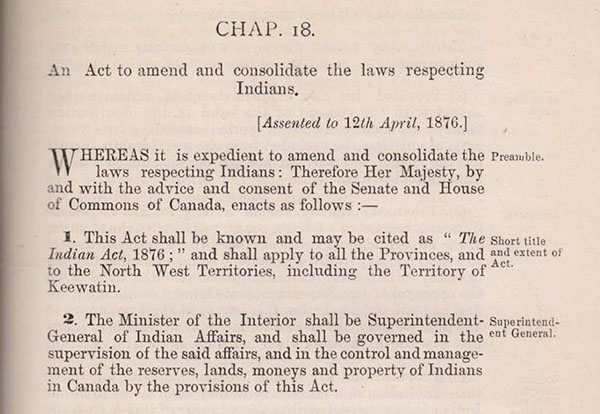 Text of the 1876 Indian Act.